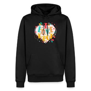 I Love K-Pop Music Kpop Musique pop coréenne - Sweat à capuche Premium bio Homme - noir - Devant - Nico (187cm)