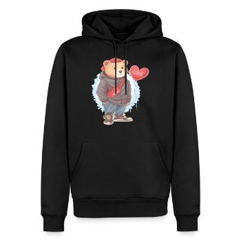 Mignon ours en peluche amour garçon garçon blottir animal - Sweat à capuche Premium bio Homme - noir - Devant - Nico (187cm)