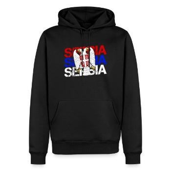 Serbie Drapeau Balkans Yougoslavie Srbija Cadeau - Sweat à capuche Premium bio Homme - noir - Devant - Nico (187cm)