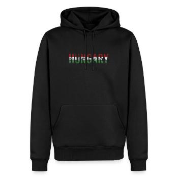 Hongrie Inscription drapeau - Sweat à capuche Premium bio Homme - noir - Devant - Nico (187cm)