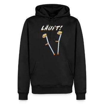KRÜCKEN LÄUFT - Männer Premium Bio Hoodie - Schwarz - Vorne - Nico (187cm)