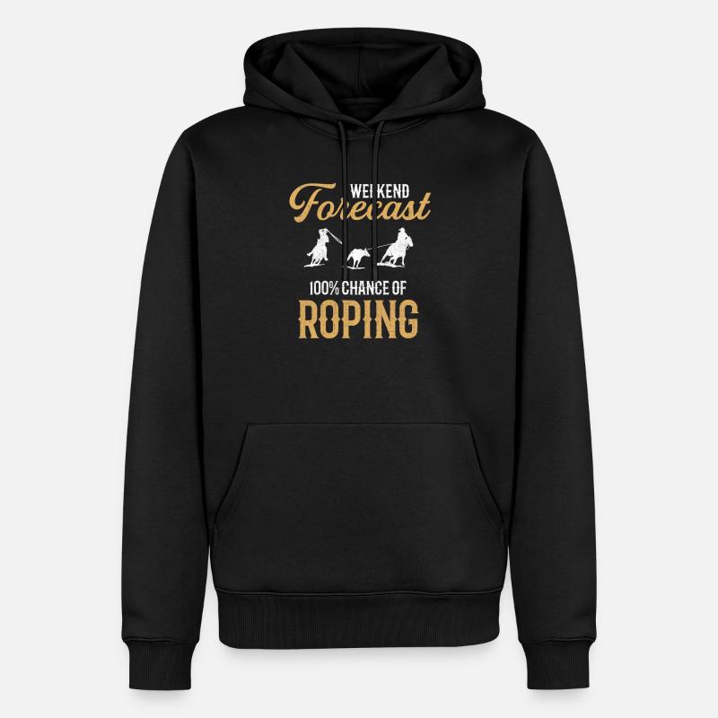 Wochenend-Prognose Roping, Rodeo roping - Männer Premium Bio Hoodie - Schwarz