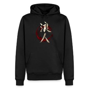 Symbole japonais Kanji pour Ronin - Sweat à capuche Premium bio Homme - noir - Devant - Nico (187cm)