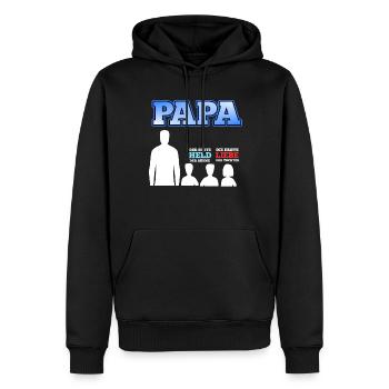 Vater 3 Kinder Sohn Tochter Vatertag Geschenk - Männer Premium Bio Hoodie - Schwarz - Vorne - Nico (187cm)