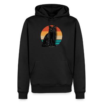 Black Cat Vintage - Männer Premium Bio Hoodie - Schwarz - Vorne - Nico (187cm)