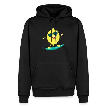 Lustiges Zitrone Surfen Sommer Frucht Design - Männer Premium Bio Hoodie - Schwarz - Vorne - Nico (187cm)
