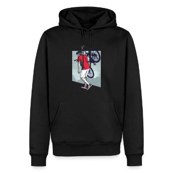 Vélo Vélo Vélo - Sweat à capuche Premium bio Homme - noir - Devant - Nico (187cm)