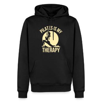 Funny Pilates - Pilates Is My Therapy - Men’s Premium Organic Hoodie - black - Front - Nico (187cm)