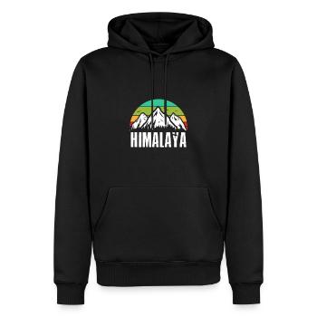Himalaya Retro Montagnes Alpinistes - Sweat à capuche Premium bio Homme - noir - Devant - Nico (187cm)
