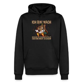 Morgenmuffel Ich bin wach - Männer Premium Bio Hoodie - Schwarz - Vorne - Nico (187cm)