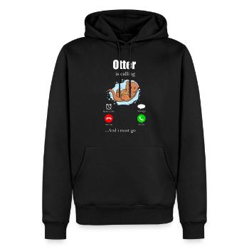 Loutres - Sweat à capuche Premium bio Homme - noir - Devant - Nico (187cm)