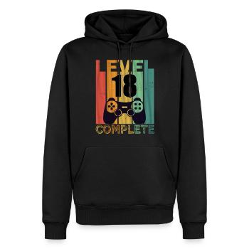 Cadeau majeur 18 ans anniversaire Enfin 18 - Sweat à capuche Premium bio Homme - noir - Devant - Nico (187cm)