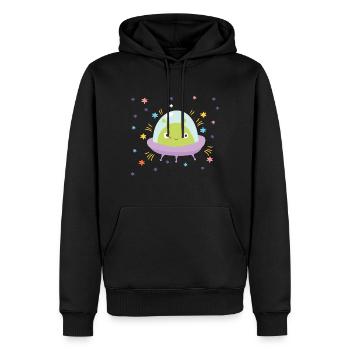 Süßes UFO Weltraum Alien Außerirdische - Männer Premium Bio Hoodie - Schwarz - Vorne - Nico (187cm)