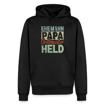 Ehemann Papa Grillmeister Held Familienvater Dad - Männer Premium Bio Hoodie - Schwarz - Vorne - Nico (187cm)