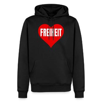 Love Freiheit Demo Demonstration Grundrechte - Männer Premium Bio Hoodie - Schwarz - Vorne - Nico (187cm)