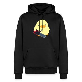 Canard avec tronçonneuse Meme Poussin Idée cadeau Poulet - Sweat à capuche Premium bio Homme - noir - Devant - Nico (187cm)