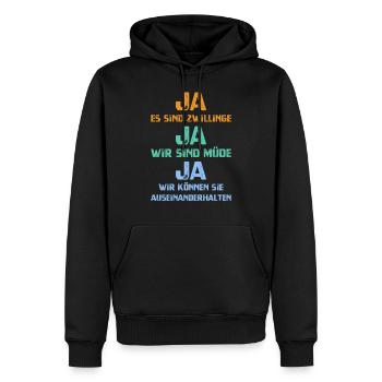 Mère de jumeaux Père de jumeaux parents - Sweat à capuche Premium bio Homme - noir - Devant - Nico (187cm)