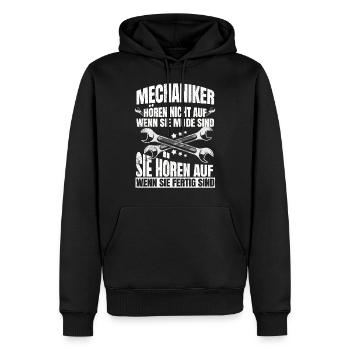 Mechaniker - Männer Premium Bio Hoodie - Schwarz - Vorne - Nico (187cm)