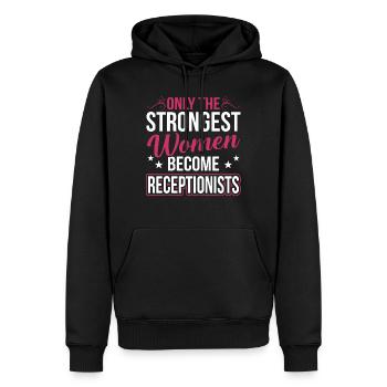 Seules les femmes les plus fortes deviennent réceptionnistes - Sweat à capuche Premium bio Homme - noir - Devant - Nico (187cm)
