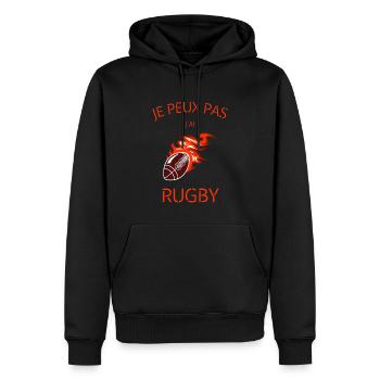 Je Peux Pas J'ai Rugby - Sweat à capuche Premium bio Homme - noir - Devant - Nico (187cm)
