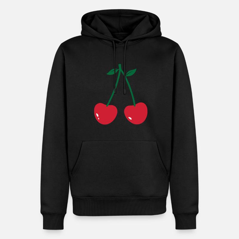 Kirsche - Männer Premium Bio Hoodie - Schwarz