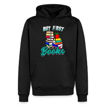 Livres Livre Lecture Littérature - Sweat à capuche Premium bio Homme - noir - Devant - Nico (187cm)