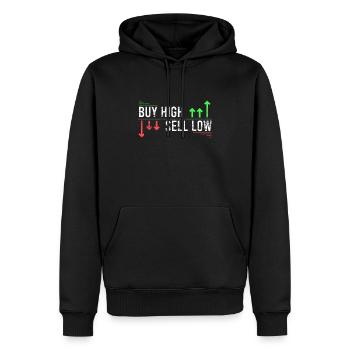 Buy High Sell Low Lustiger BörsenSpruch Bull Bear - Sweat à capuche Premium bio Homme - noir - Devant - Nico (187cm)