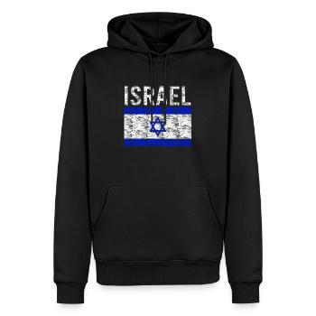 Drapeau d’Israël Vintage - Sweat à capuche Premium bio Homme - noir - Devant - Nico (187cm)