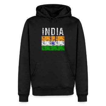 Inde drapeau vintage - Sweat à capuche Premium bio Homme - noir - Devant - Nico (187cm)