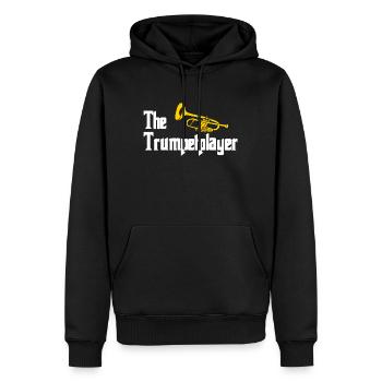 Trompette - Sweat à capuche Premium bio Homme - noir - Devant - Nico (187cm)
