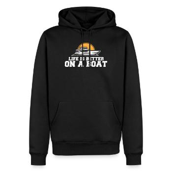 Das Leben Ist Besser Auf Dem Boot - Männer Premium Bio Hoodie - Schwarz - Vorne - Nico (187cm)