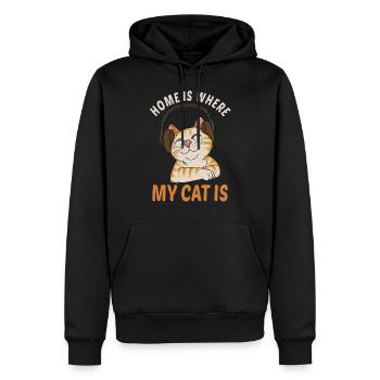 Home is where my cat is chat is ma maison - Sweat à capuche Premium bio Homme - noir - Devant - Nico (187cm)