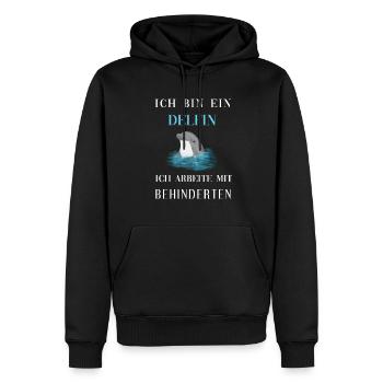 Ich Bin Ein Delfin ich arbeite mit Behinderten - Männer Premium Bio Hoodie - Schwarz - Vorne - Nico (187cm)