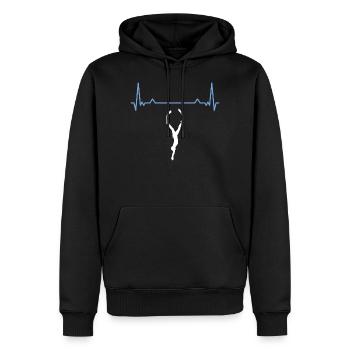 Freediving Heartbeat für Freediver & Apnoetaucher - Männer Premium Bio Hoodie - Schwarz - Vorne - Nico (187cm)