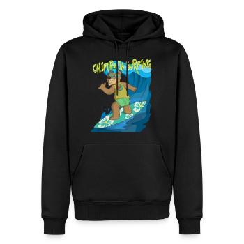 Summer feeling Californian shaka bear surfs the - Männer Premium Bio Hoodie - Schwarz - Vorne - Nico (187cm)