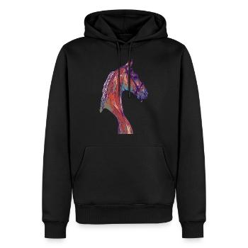 Fille cheval motif animal motif animal visage - Sweat à capuche Premium bio Homme - noir - Devant - Nico (187cm)