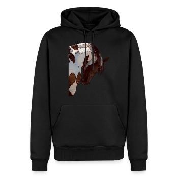 Cheval animal motif animal dames enfants - Sweat à capuche Premium bio Homme - noir - Devant - Nico (187cm)