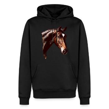 Mädchen Pferd Pferdemotiv Tiermotiv Tier Damen - Männer Premium Bio Hoodie - Schwarz - Vorne - Nico (187cm)