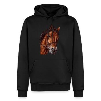 Fille cheval motif animal motif animal visage - Sweat à capuche Premium bio Homme - noir - Devant - Nico (187cm)