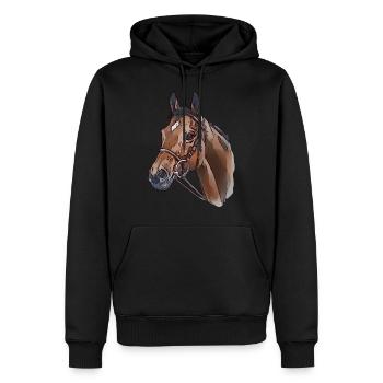 Dames cheval motif animal motif animal visage animal - Sweat à capuche Premium bio Homme - noir - Devant - Nico (187cm)