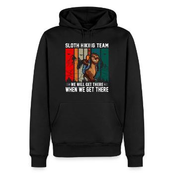 Sloth hiking team we will arrive there when - Men’s Premium Organic Hoodie - black - Front - Nico (187cm)