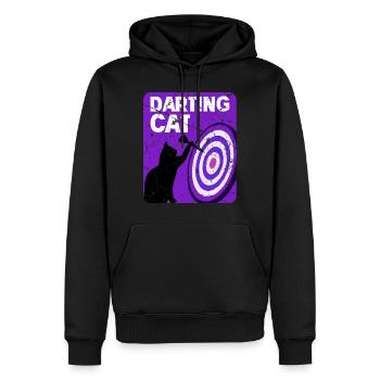 Dartspieler Katze - Männer Premium Bio Hoodie - Schwarz - Vorne - Nico (187cm)