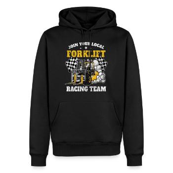 Forklift Racing Team Funny Forklift Operator Gift - Men’s Premium Organic Hoodie - black - Front - Nico (187cm)