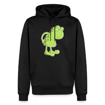 Grenouille crapaud paresseux dessin animé amphibien matin - Sweat à capuche Premium bio Homme - noir - Devant - Nico (187cm)