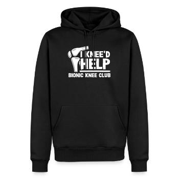 I Knee'd Help Bionic Knee Club Surgery Replacement - Men’s Premium Organic Hoodie - black - Front - Nico (187cm)