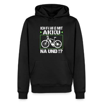 Ich fahre mit Akku - Männer Premium Bio Hoodie - Schwarz - Vorne - Nico (187cm)