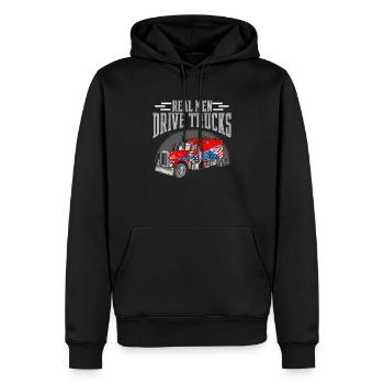Real men drive trucks. Design for truck drivers - Sweat à capuche Premium bio Homme - noir - Devant - Nico (187cm)