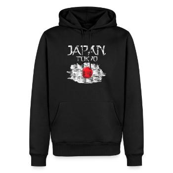 Drapeau du Japon - Sweat à capuche Premium bio Homme - noir - Devant - Nico (187cm)