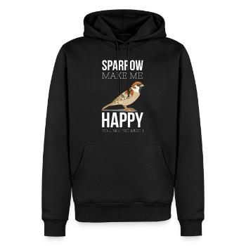 Oiseaux Oiseaux Oiseaux Oiseaux Oiseaux Moineaux - Sweat à capuche Premium bio Homme - noir - Devant - Nico (187cm)