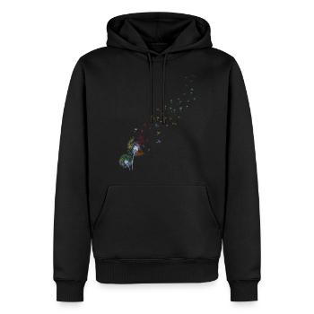 Vintage fleur nature herbes sauvages tatouage - Sweat à capuche Premium bio Homme - noir - Devant - Nico (187cm)